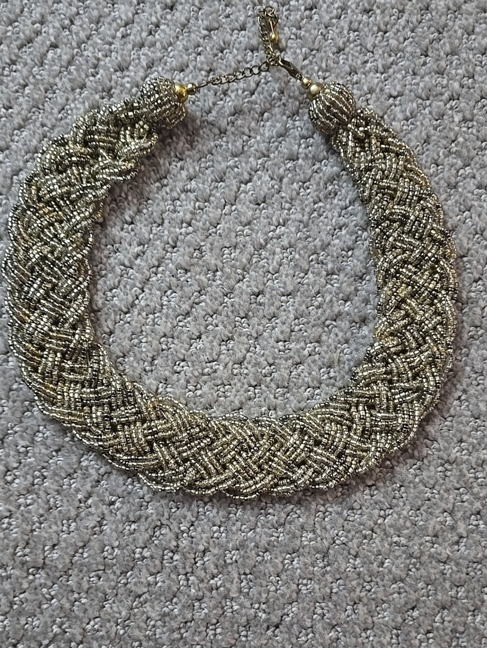Gold & Silver ,Braided Beaded Statement Necklace - Women Jewelry